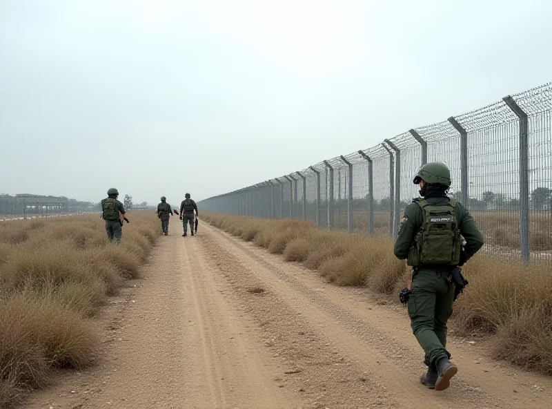 Israeli soldiers patrolling a border area.