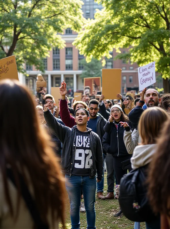 A group of college students protesting on campus.