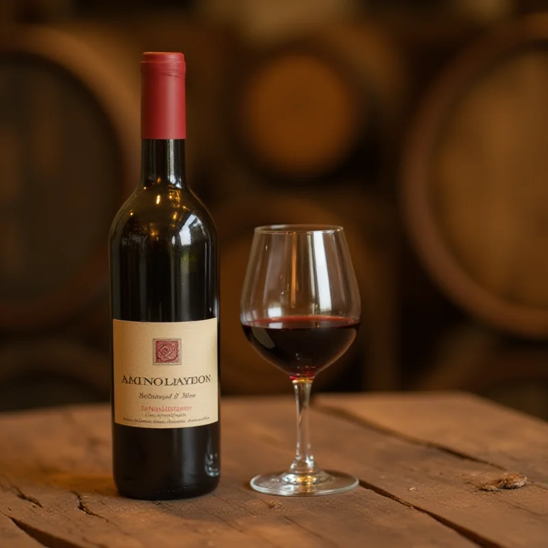 A bottle of Lebanese wine on a table.