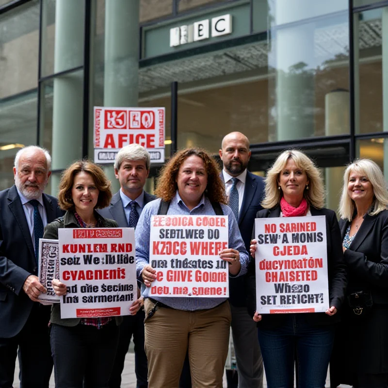 A protest outside the BBC headquarters demanding the reinstatement of the Gaza documentary.