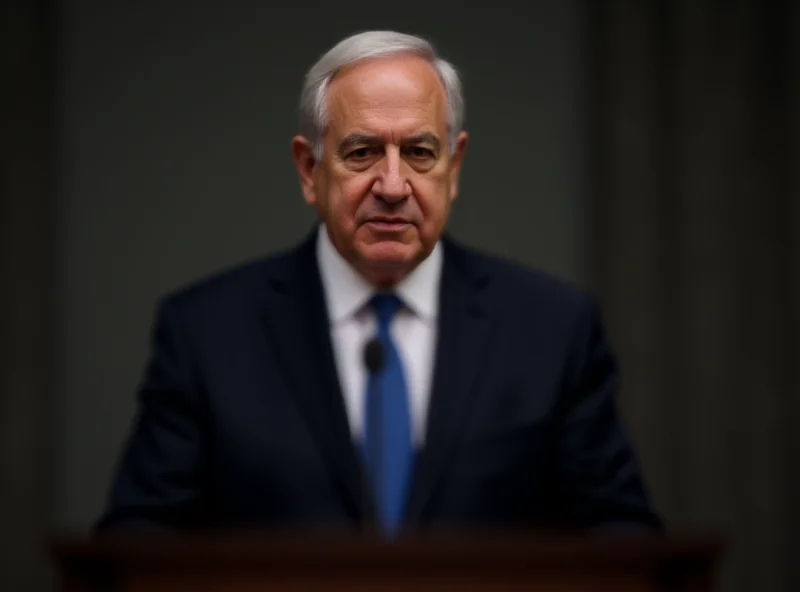 Image of Benjamin Netanyahu giving a press conference