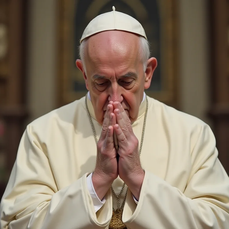 Pope Francis looking concerned during a prayer service.