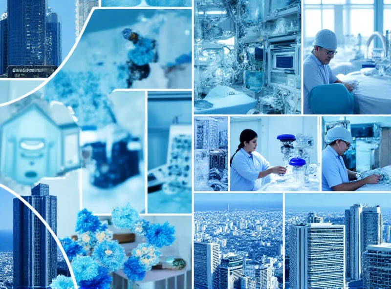 A collage of various medical devices and research equipment in a lab setting.