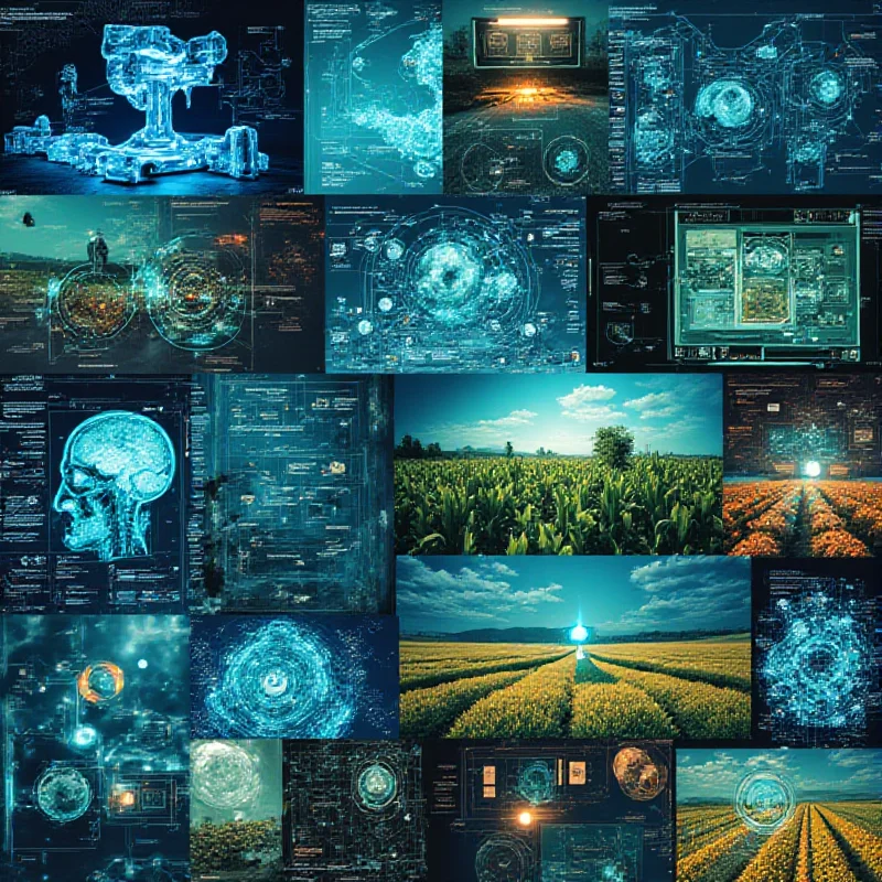 A collage of various Israeli tech innovations, including medical devices, AI interfaces, and agricultural technology.