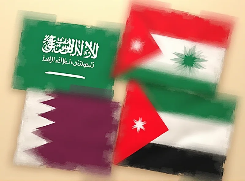 Image of Arab nations flags including Saudi Arabia, Qatar, Egypt, and Jordan