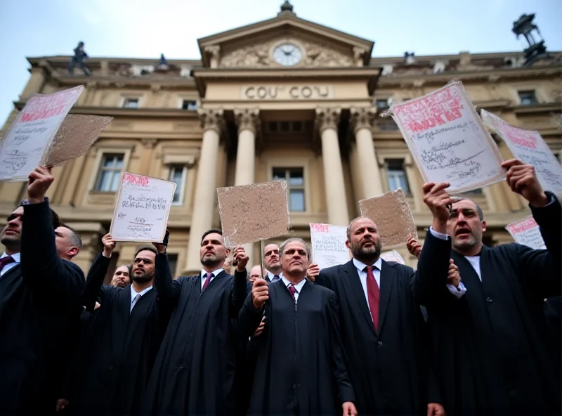 Magistrates protesting in front of the Palace of Justice in Milan