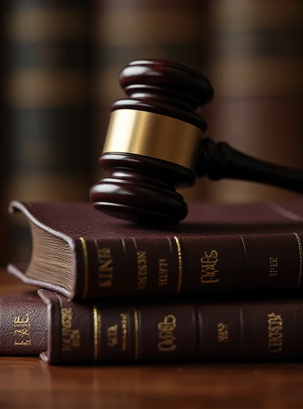 A gavel resting on a stack of law books, symbolizing the legal system.