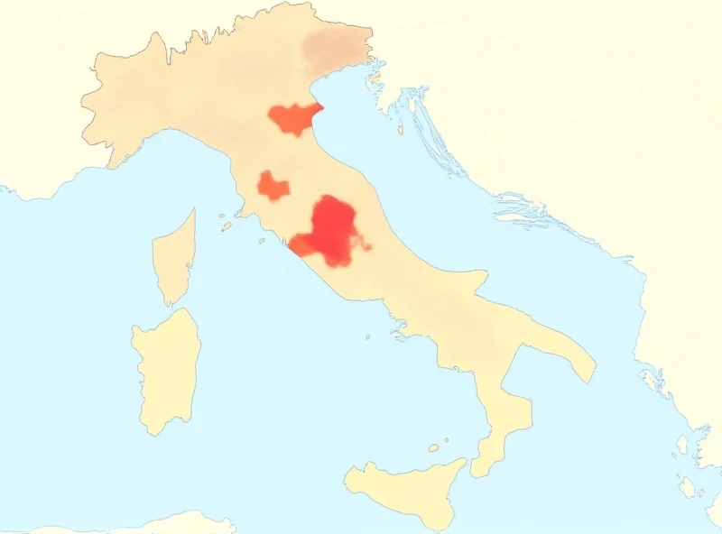 A map of Italy highlighting the region of Salerno.