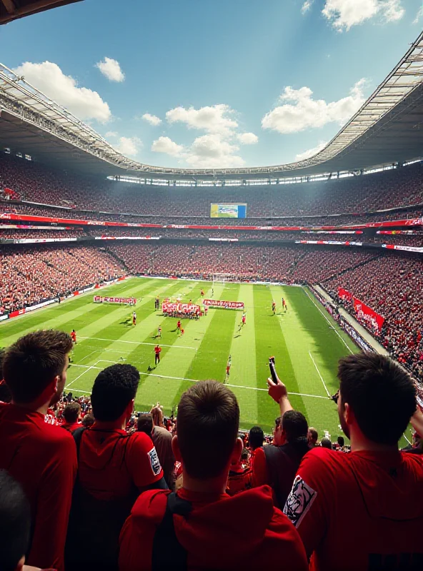 A modern soccer stadium filled with fans during a Southampton football match. The players are on the field, and the atmosphere is energetic.