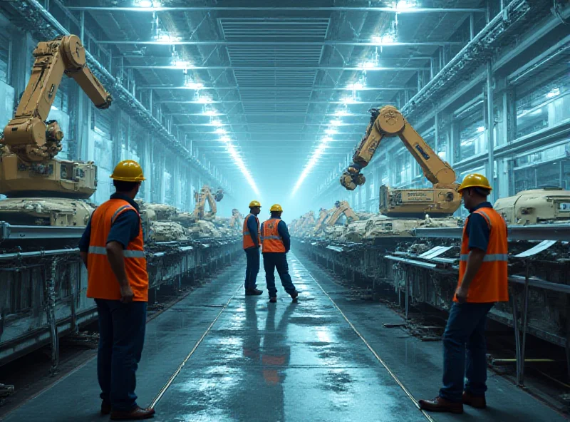 Image of tanks rolling off a production line in a modern factory.