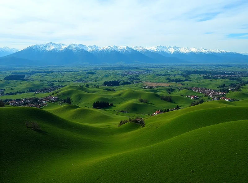 Aerial view of the Abruzzo region in Italy, showcasing its rolling hills and picturesque villages.