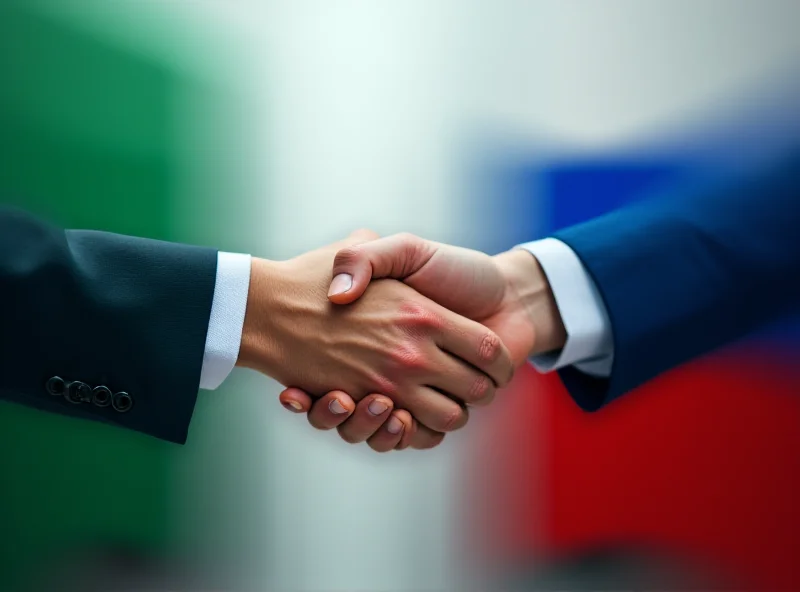 The Italian and Russian flags are displayed side-by-side, representing economic ties between the two countries.