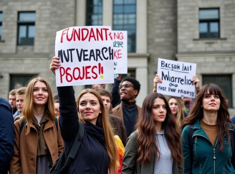 A group of university students protesting with signs