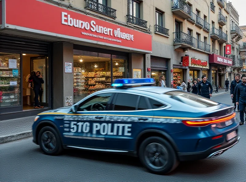 Police car in front of a supermarket in Milan