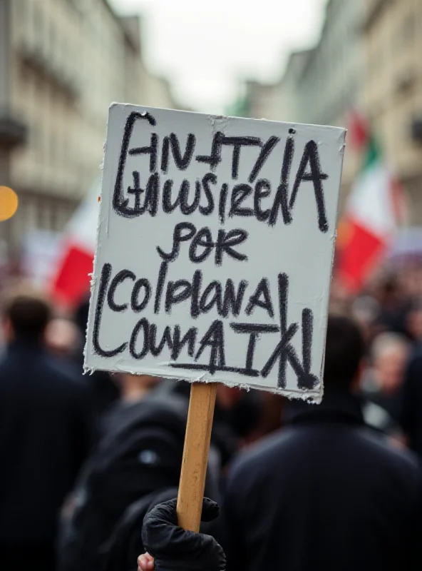 A protest sign with the words 'Justice for Bologna' in Italian, representing the Bologna massacre.