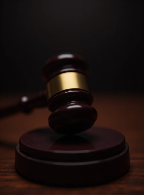 A gavel hitting a sounding block in a courtroom, symbolizing justice and legal proceedings.