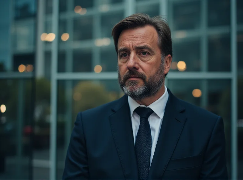 A serious-looking man in a suit, representing Roberto Setubal, standing in front of a blurred background of a modern office building.