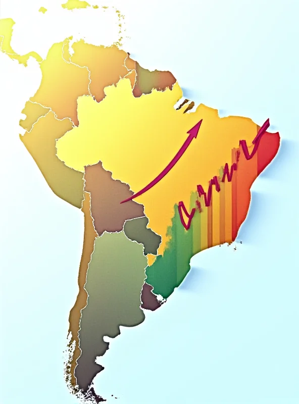 A vibrant graph showing an upward trend representing GDP growth, overlaid on a map of Brazil.