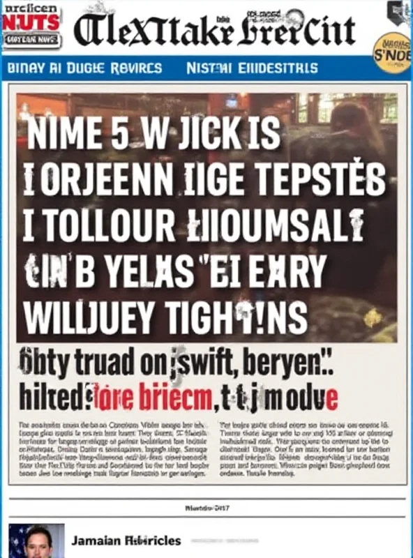 A screenshot of a news report about the Taylor Swift ticket scam, with headlines mentioning Jamaica and StubHub.