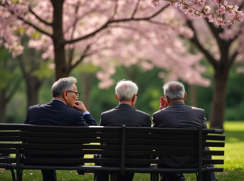 Image of elderly Japanese citizens looking thoughtfully into the distance.