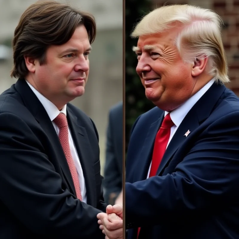 A split image. On one side, a younger JD Vance looking critical. On the other, JD Vance smiling and shaking hands with Donald Trump.