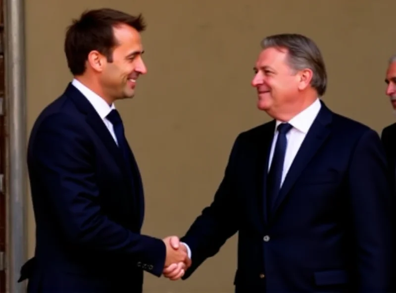 Image of Emmanuel Macron and Viktor Orbán shaking hands.