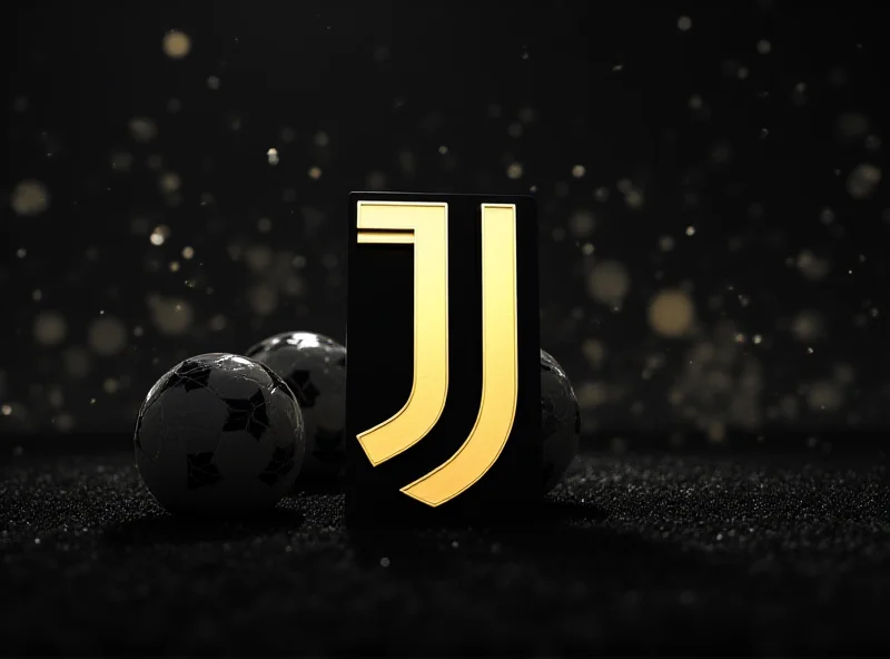 A graphic depicting the Juventus logo with financial charts and soccer balls in the background.