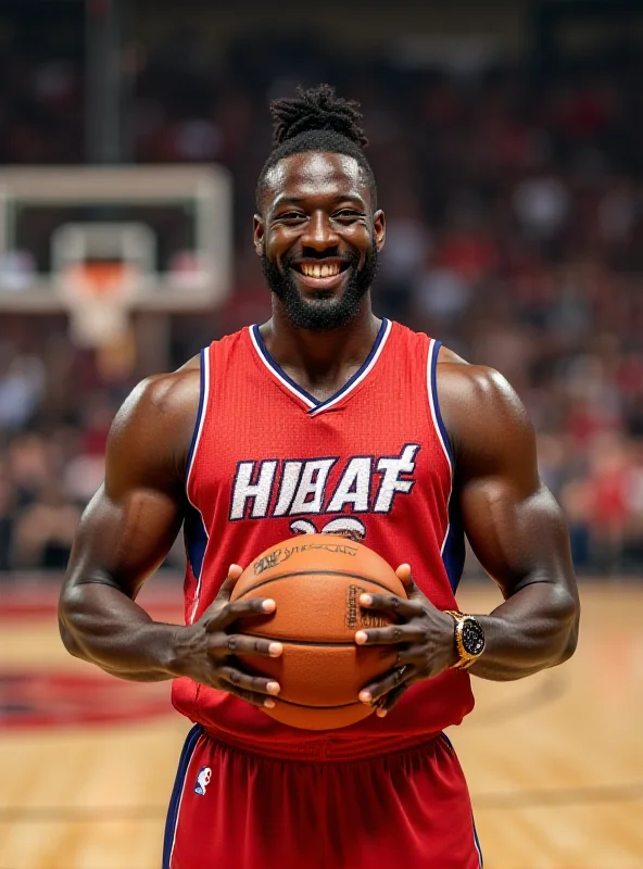 Dwyane Wade smiling and holding a basketball