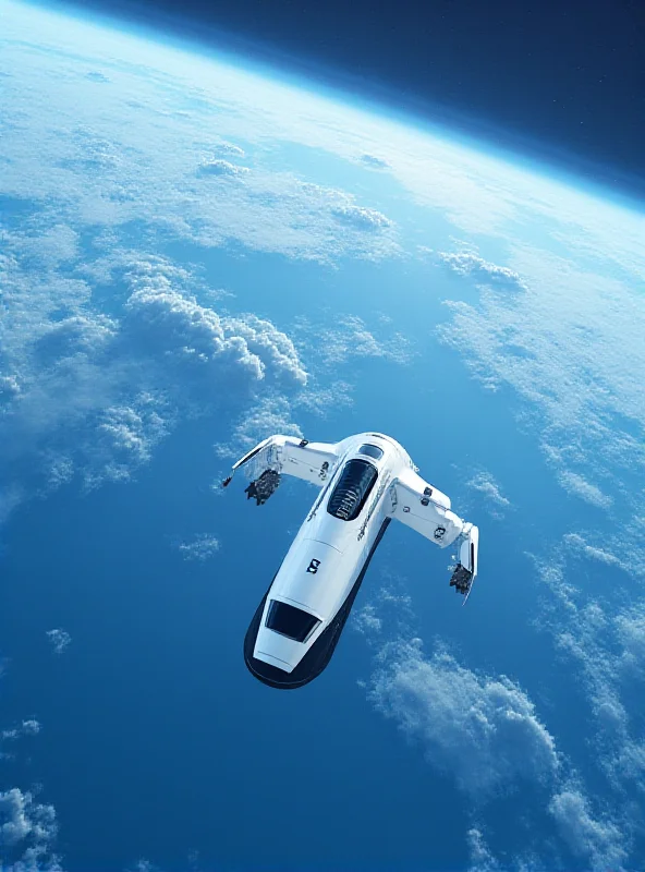 Rendering of a Blue Origin space capsule with Earth in the background