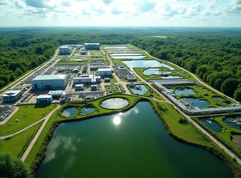 An aerial view of a modern water treatment plant with advanced filtration systems.