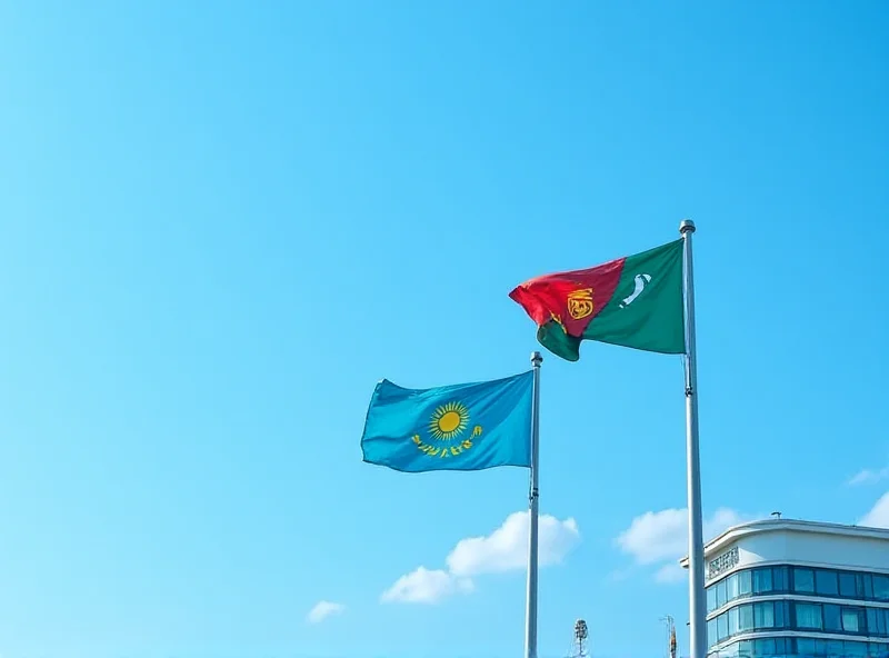 Kazakhstan and EBRD flag flying side by side