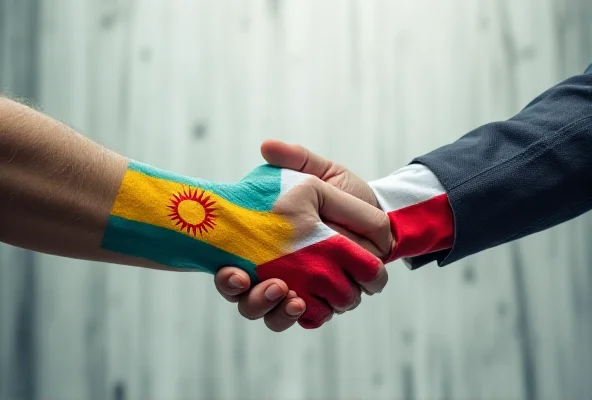 Kazakhstan and Belarus flags shaking hands