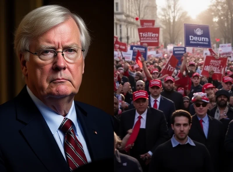 Split image showing Mitch McConnell and a MAGA rally.