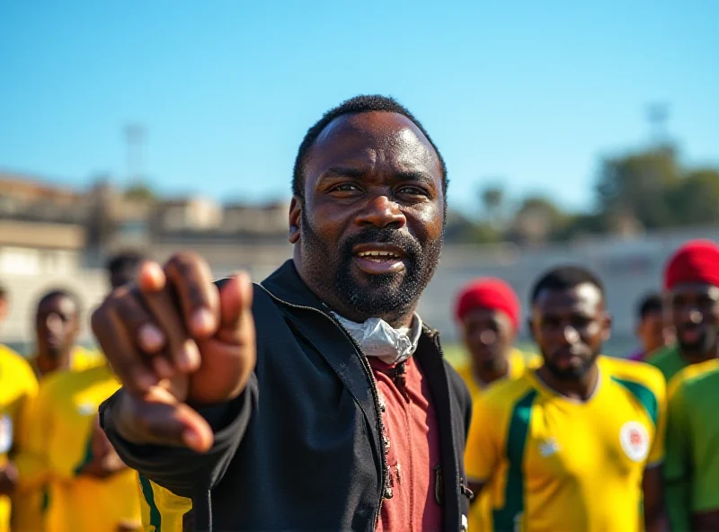 Benni McCarthy coaching a football team on a sunny day.