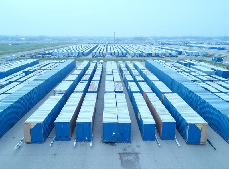 Aerial view of a WillScot Mobile Mini storage facility with rows of storage containers.