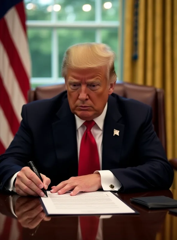 Donald Trump signing a document in the Oval Office