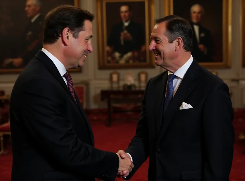 King Charles shaking hands with Justin Trudeau at Sandringham