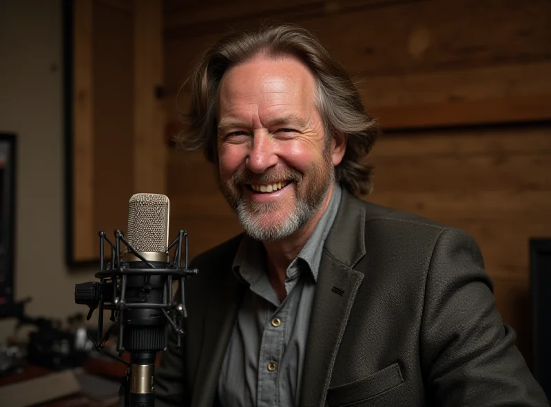 King Charles III smiling in a recording studio