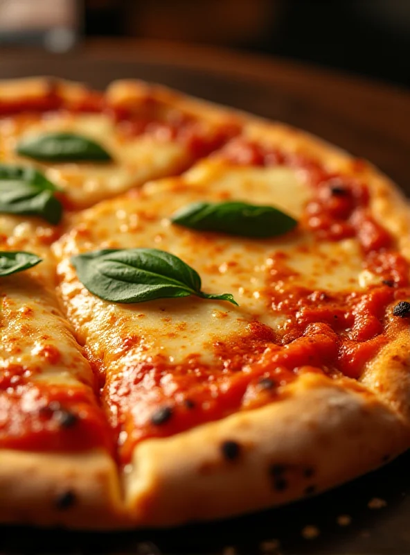 A perfectly cooked pizza being sliced on a pizza steel.