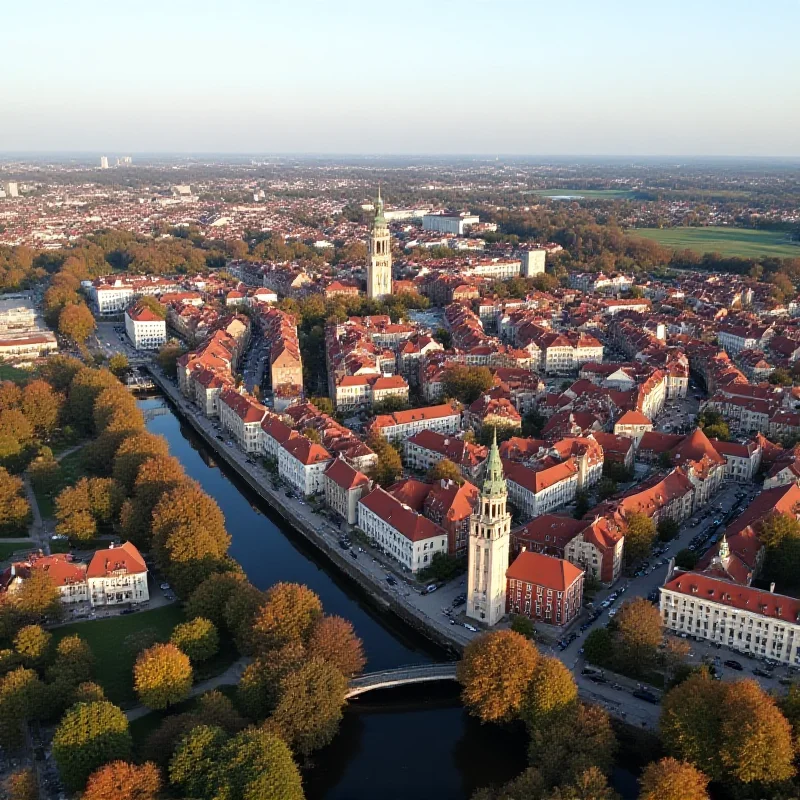 Aerial view of Krakow, Poland, showcasing a mix of historical architecture and modern development.