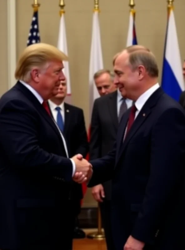 Donald Trump and Vladimir Putin shaking hands.