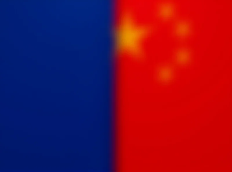 A split image showing the flags of the European Union and China, symbolizing a potential partnership.