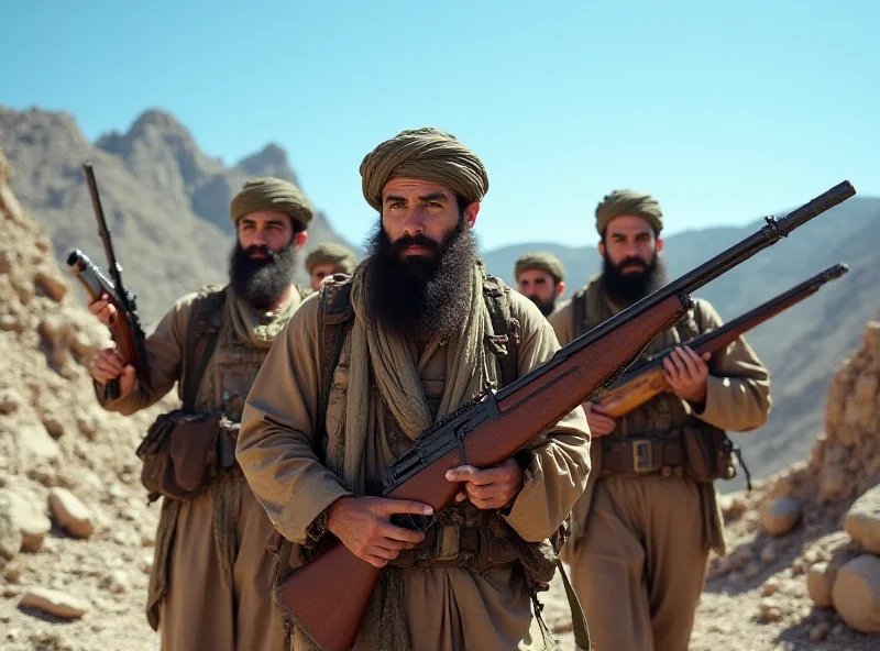 Image of Kurdish fighters in mountainous terrain