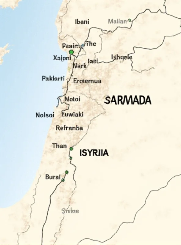 Image of a map showing the location of Sarmada near the Turkish border