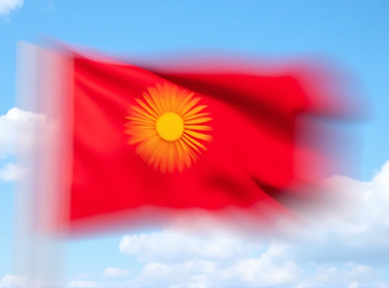 Kyrgyzstan flag waving in the wind