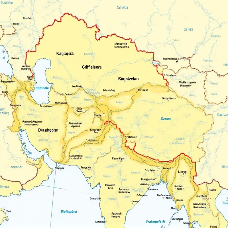 A map of Kyrgyzstan highlighting its strategic location in Central Asia.