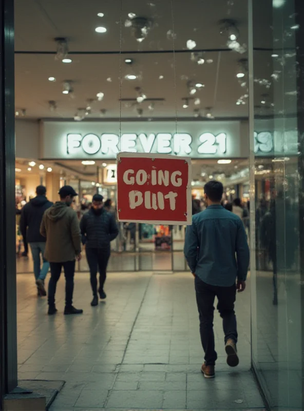 A closed Forever 21 store front with a going out of business sign.