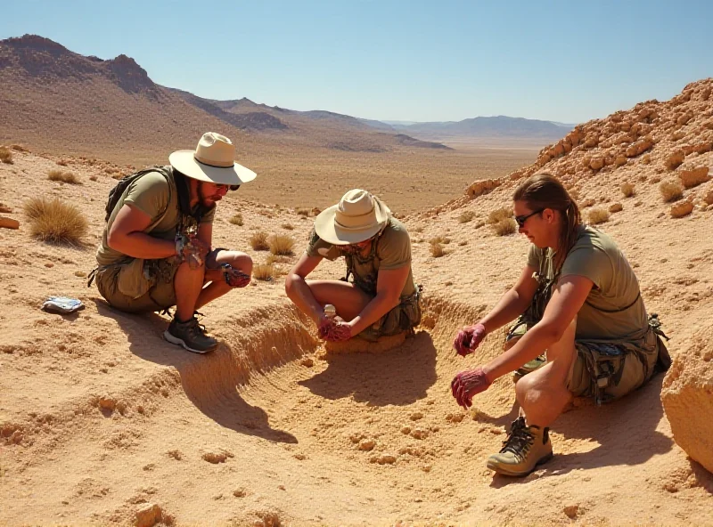 Archaeologists working at a Chinchorro burial site