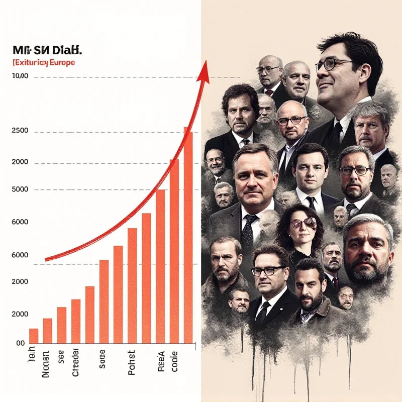 A split graphic showing the rise of far-right parties in Europe.