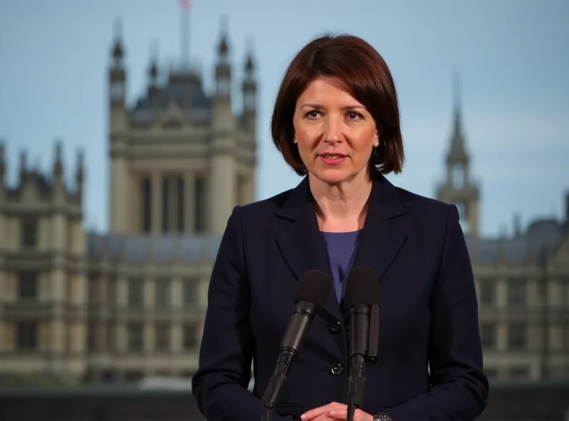 Rachel Reeves speaking at a podium, delivering a speech on economic policy. She appears confident and determined.